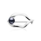 Brosa argint cu perla naturala neagra cu reflexii DiAmanti SK23490BR_B-G